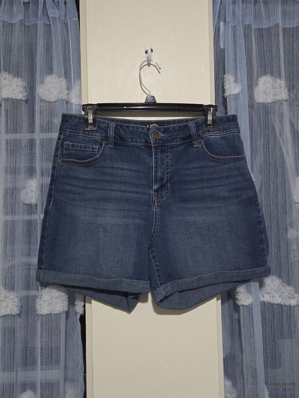 d. jeans Rolled Hem Dark Wash Denim Shorts